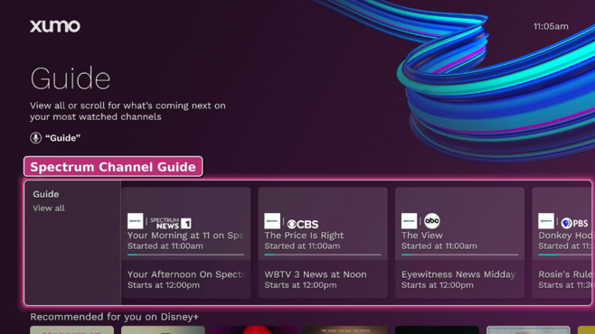 Guide on Xumo Home Screen