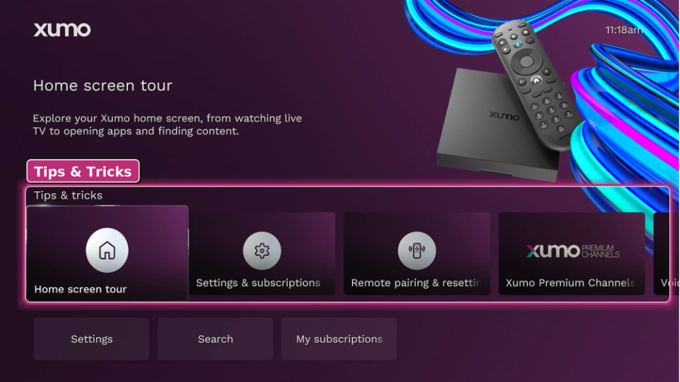 Tips and Tricks on Xumo Home Screen