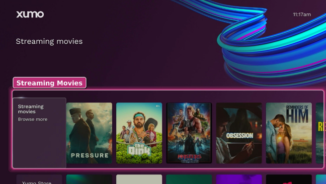 Streaming Movies on Xumo Home Screen