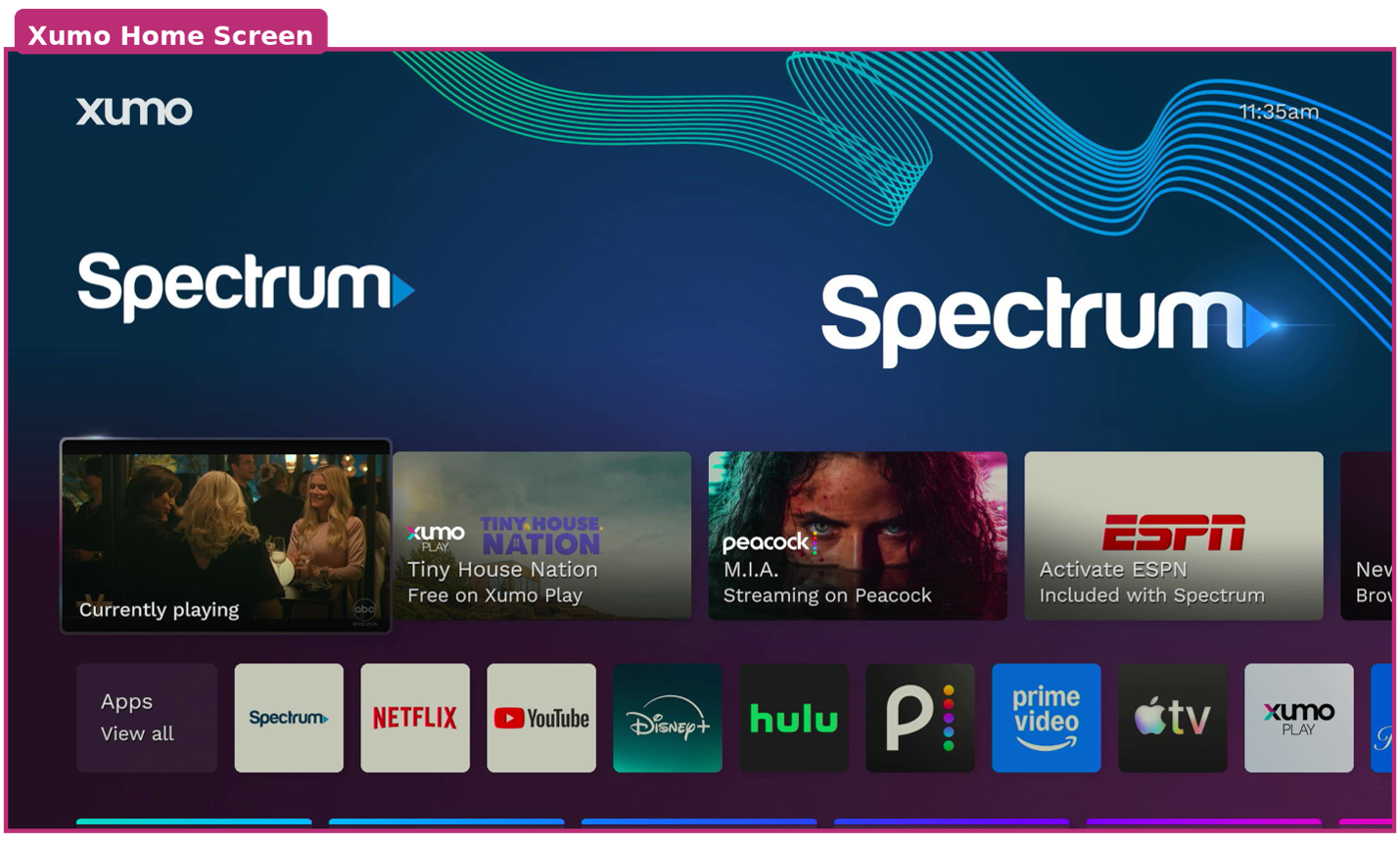 Xumo Home screen