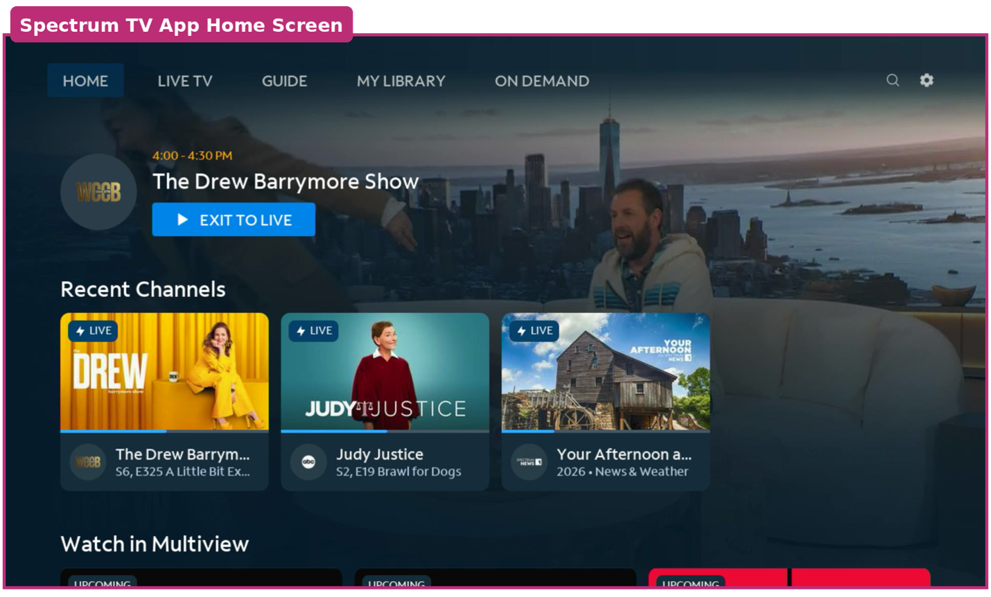 Spectrum TV App Home screen