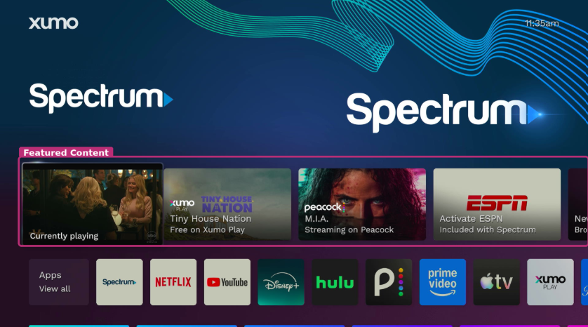 Featured Content on Xumo home screen