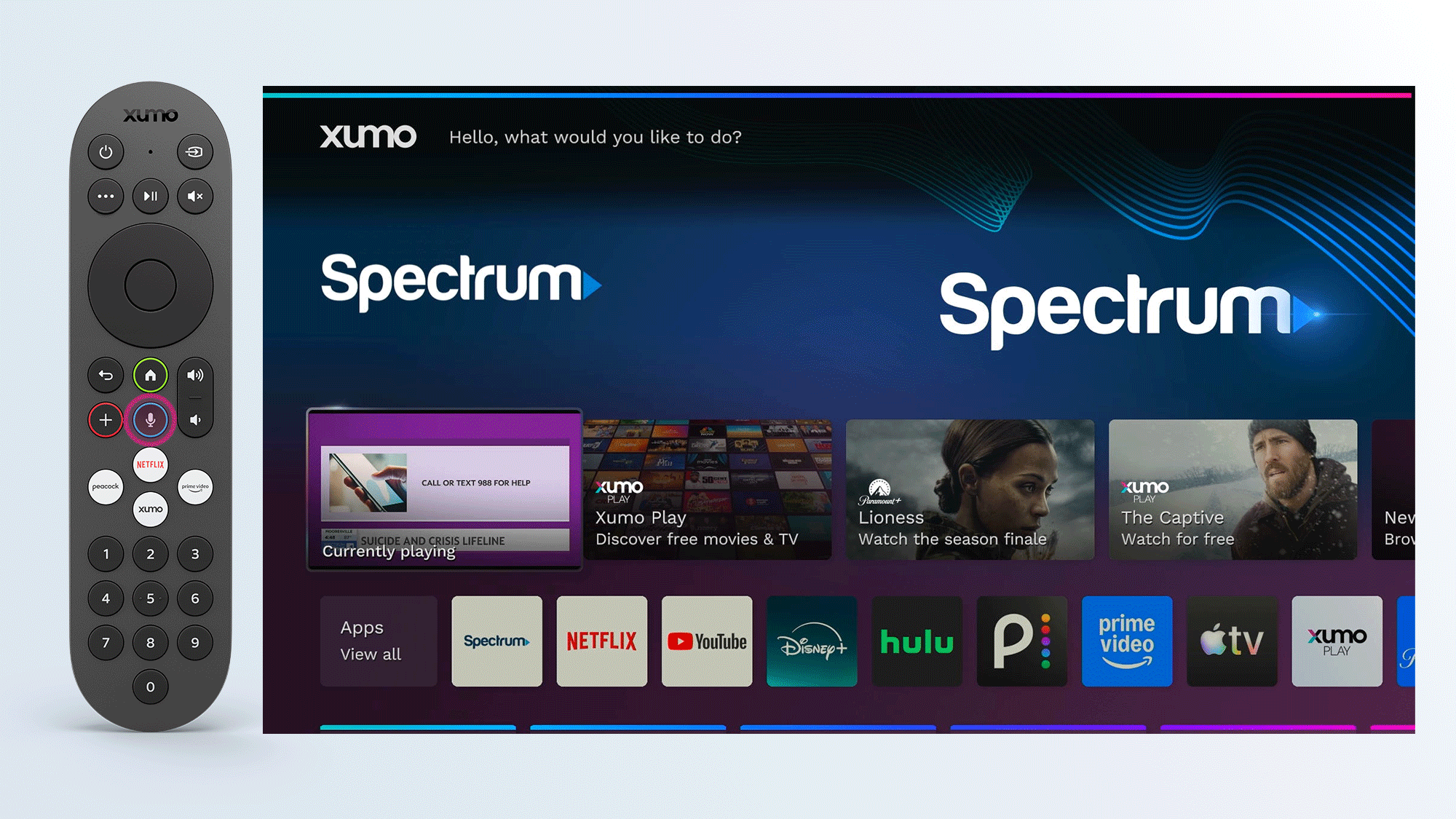 Using the Xumo voice remote to access My Subscriptions and activate included streaming apps