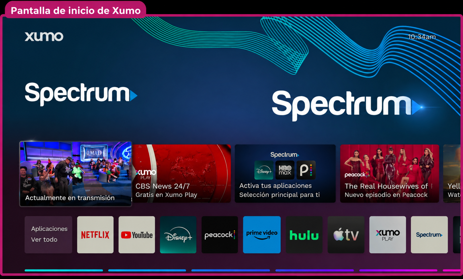 Pantalla de inicio de Xumo